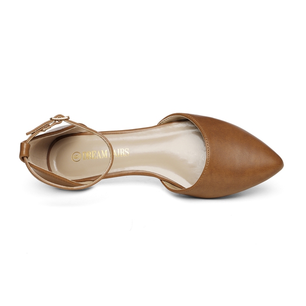 Ankle Strap Ballerina Flats - TAN PU - 4